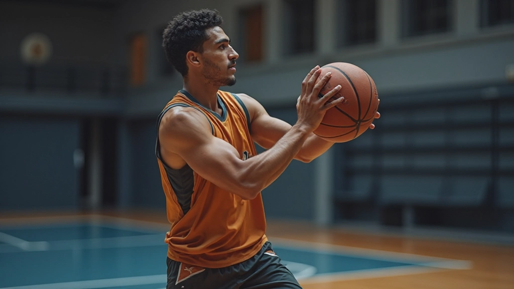 لاعب كرة سلة يمارس تقنيات التصويب المتقدمة